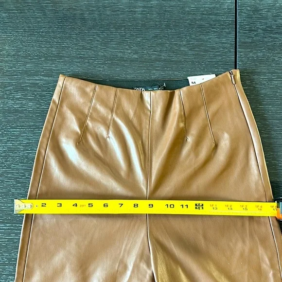 Zara High Rise Faux Leather Leggings Pants Brown. New with tags. Size M / 28